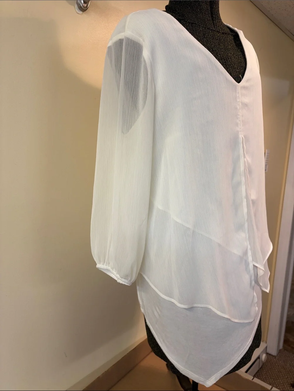 Apt. 9 White Layered V-Neck Chiffon Blouse - Picture 2 of 5
